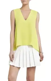 NEW BCBG LT. LEMON GRASS ELIZA SLEEVELESS COWL BACK TOP WQR1S269/AS168 SZ S