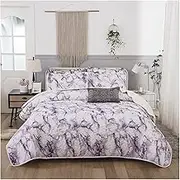 KUSQDT 228x228cm Stone Pattern Bedspread for Bed Blanket Quilts Set Cotton Washed Quilt/Pillowcase Super Soft Linens Bedding Warm King 3-Piece Comforter Set Sheets(Purple,Queen 228X228cm)