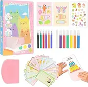Rainbow Scratch Art, Rainbow Scratch Pictures, Scratch Painting, Painting Set for Children, Includes Colours and Watercolour Pencils, Suitable for Birthday Parties, School Activities, Family
