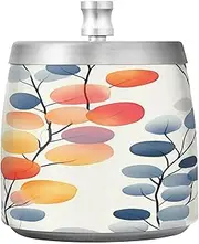 Stainless Steel Travel Ashtray with Lid for Home Office Outdoor Balcony Watercolor Red Blue Leaves Cute Non-slip Cigar Table Ashtray for Cigar Lovers Smokers