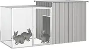 Rabbit Hutch Bird Cage Ferret Guinea Pig Rat Bunny Cages Pet Enclosure House Carrier Habitat,Ourdoor for Small Animals, with Lockable,200x91x100cm,Grey
