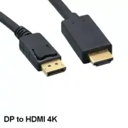 10' DisplayPort 1.2 to HDMI 1.4 Cable Male/Male 28AWG GoldPlated Connector 4K HD