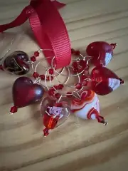 VALENTINES DAY RED HEARTS PARTY Wine Glass Ring Charms Set Of 6