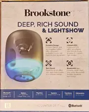 BROOKSTONE Bass Beat Speaker wireless Bluetooth LED Lights Also USB/AUX 5x5x6.3