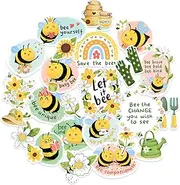 Navy Peony Sweet Honey Bee Stickers (25 Pieces) - Spring Themed, Motivational, Waterproof, | Yellow Bumble Bee Quote Stickers for Kids, Teachers, Gifts