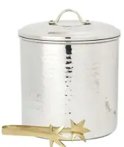Old Dutch International Hammered Ice Bucket with Liner and Tongs, 3-Quart,