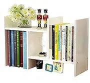 Jaycomey Desktop Organizer Office Storage Rack Adjustable Wood Display Shelf Counter Top Bookcase White