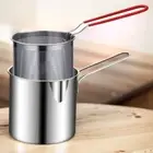 Deep Frying Pot with Strainer Basket Stainless Steel Tempura Fryer Pan Fry Pot