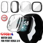 Full PC Case Cover With Tempered Glass For Fitbit Versa 4 3 Sense 2 Sense