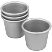 4pc Bakemaster Anodised Aluminium 6x5.5cm Dariole Mould Cup Set - Silver
