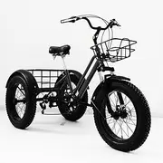 MegLob 20''X 4'' Three-Wheeled Bicycles, 7-Speed Fat Tires Adult Tricycle, 3 Wheel Cruiser Bike with Basket, Cargo Tricycle for Beginner Riders, Three-Wheeled Cruiser Bicycles for Women & Men