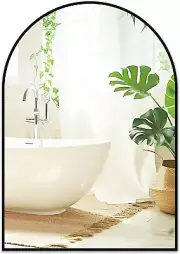 Large Black Arch Mirror for Bathroom Wall - 26X38 Big Arched Mirror for over Sin