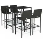 5pcs Outdoor Bar Set Garden Patio Pool Dining Wicker Rattan Table Stools Chairs