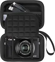 Lacdo Camera Case for Canon PowerShot G7 X Mark III/PowerShot G7 X Mark II 4K Vlogging Camera, Point and Shoot Vlogging Camera Bag Carrying Case, Mesh Pocket fits USB Cable, Batteries, Black+Black