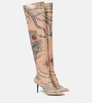 [Jimmy Choo] Jimmy Choo x Jean Paul Gaultier Tattoo leather over-the-knee boots AU 8 beige