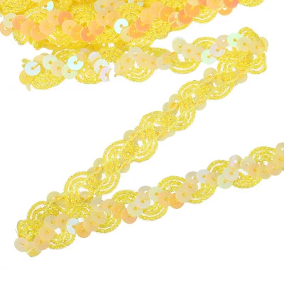 11 Yard Sequins Trim Ribbon 0.6 Inch Sequin Gimp Braid Trim, Yellow