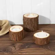 3 Assorted Round Natural Wood Slice Tea Light CANDLE HOLDERS Party Decorations