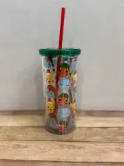 Sleigh Bell Bistro Chistmas Pokemon 20oz Plastic Cup With Straw New