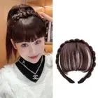 Synthetic Fake Bangs Hair Neat Fringe Bands Women Double Row Braids Headband _yi