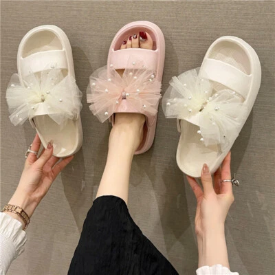 Women's Summer Fashion Bow Cute All-match One-word Casual Sandals Shoes