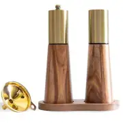 2 Pack Stainless Steel Salt And Pepper Shaker Gold Grinder Set Manual Mill