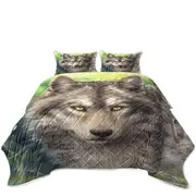 Wild Animals Art Grey Wolf Forest Watch Coverlet