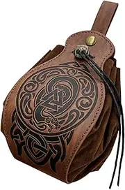 ａ aternee Drawstring Pouch Waist Bag Retro Design Belt Bag for Role Play Cosplay Parties, Brown Dragon and Ball