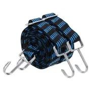 2Pcs 79 Inch Adjustable Bungee Cords Straps with Hooks, Black Blue