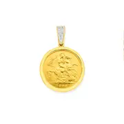22ct Half Sovereign In 9ct Gold Diamond Pendant