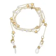 Beads Eyeglass Chain, Pearl Glasses Strap Retainer Chain, Golden Star