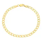 14K Yellow Gold 4.5mm Mens Cuban Link Curb Chain Bracelet Italian Made 9"
