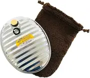 Onoe MY-7205 Galvanized Hot Water Bottle with Brown Cover, For Camping, Disaster Preparedness Goods, Metal, Made in Japan, Capacity 0.6 gal (2.4 L), Hot Water, Outdoor
