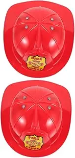 SUPVOX 2pcs Fireman Helmet Hard Firefighter Hats for Dress Up Role Play and Party Events Realistic Fire Chief Headgear for Boys
