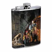 Vintage Pirate Ship D13 Flask 8oz Stainless Steel Hip Drinking Whiskey