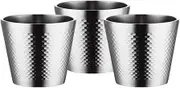 Stainless Steel Cups - Durable Metal Cups for Drinking|Modern Double-Wall Pint Glasses| Tin Cup for Coffee, Beer, Juice & More | Eco-Friendly, Rust-Resistant, Easy-to-Clean Design,Silvery,Set of 3