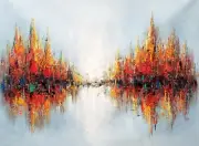 Abstract #3F-eb01, 36x48, 100% Hand Painted Oil Painting on Canvas