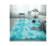 Fluffy Area Rug Living Room Bedroom Rug Kids Room Carpet Plush Large Rug Room Decorative Tie-Dye Rugs-White blue