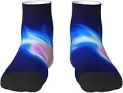[EdWal] Blue Fire Basketball Ball print Men's Moisture Control Crew Socks Socks For Men and Women Gifts For Golf, Hunting, Camping