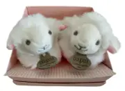 NIB Doudou Et Compagnie Sheep Lamb Infant Baby Soft Plush Rattle Slippers