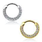 14KT Solid Gold 14G 16G Septum Clicker Nose Rings with Round Paved CZ Gems Jewel