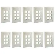 Leviton 42080-6WS White 1-Gang 6-Port Quickport Data Wallplate Covers 10-pack