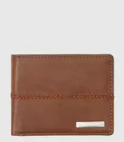 Quiksilver Mens Stitchy Tri-fold Wallet in Chocolate Brown