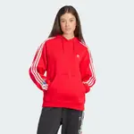 ADIDAS 上衣 女款 長袖上衣 帽T 運動 三葉草 亞規 FLORAL HOODIE 紅 IS2428