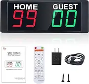Magnetic Battery/Plug-in Electronic Scoreboard with Remote, Portable Mini Digital Scoreboard, LED Tabletop Score Keeper, for Basketball/Ping Pong/Cornhole/Baseball/Football/Volleyball/Indoor Games