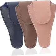 MUELODSIC 3Pcs Cuticle Scissor Pouch Storage Holder for Nail Grooming Durable and Chic Design with Buckle Protects Cuticle Scissors From Scratches and Dirt for Home and Travel