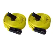 2 Pack Heavy Duty 4" x 20' Recovery Tow Strap with Protective Loop Eyes Towing