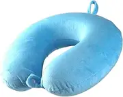 Laser Comfort Memory Foam Neck Pillow – Blue, Eco-Friendly, Hypoallergenic with Washable Cover, Ideal for Travel, Flights, Road Trips