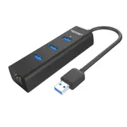 TeckNet Aluminum 3-Port USB 3.0 Hub with RJ45 10/100/1000 Gigabit Ethernet Adapter Converter LAN Wired USB Network Adapter for Ultrabooks, Notebooks,