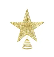 Christmas Tree Topper, 10" Gold Glittered Star with Hollow Design