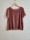 Ivy Jane Lori crushed velvet oversized silk blend top, Size XS, in mauve color.